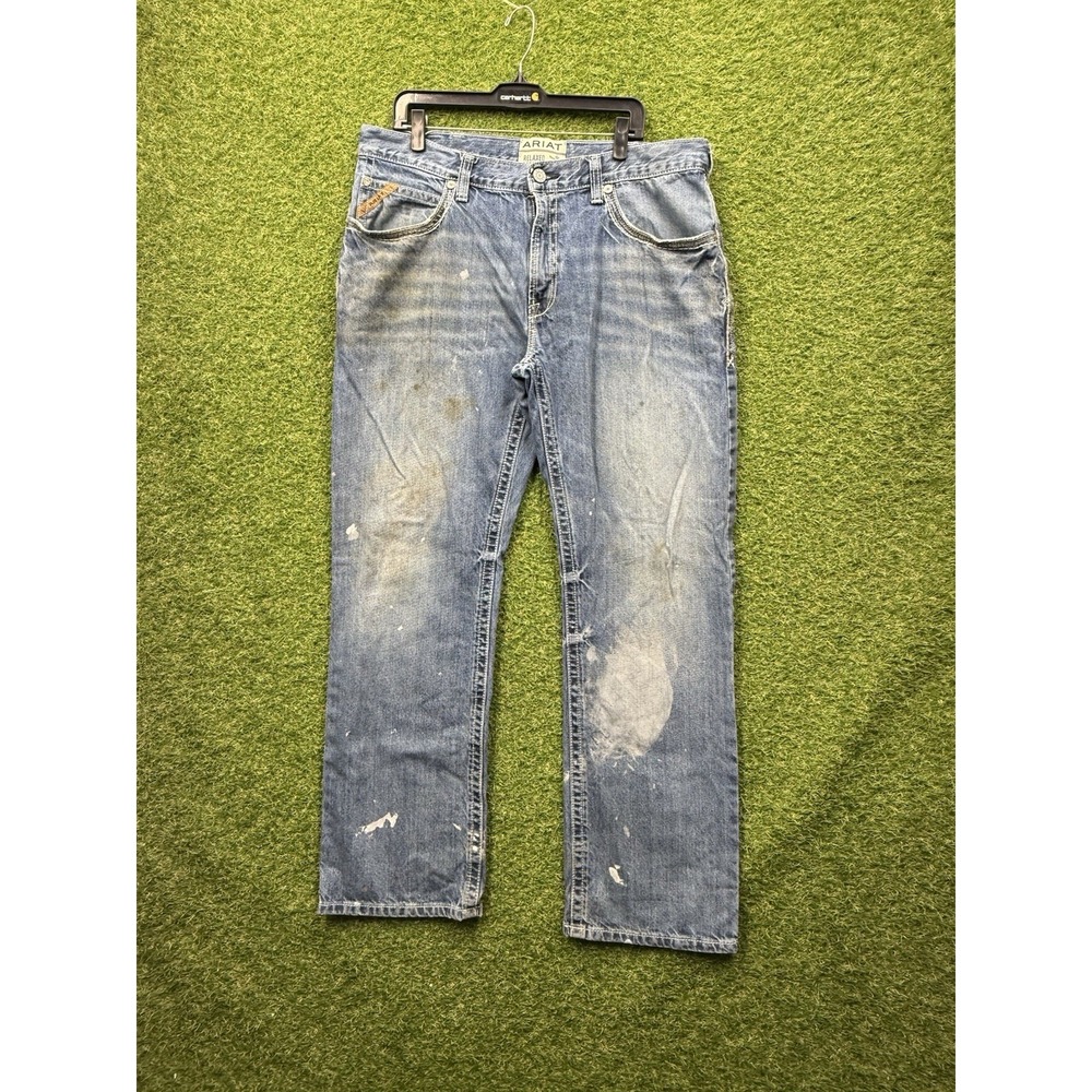 Ariat M4Jeans Mens 38x34 Straight Boot Leg Medium Wash Denim Western Workwear